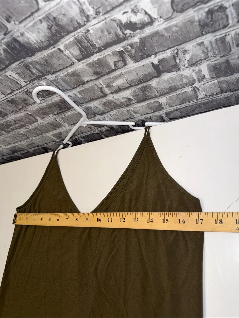 VUORI Olive Green V-Neck Spaghetti Strap Top